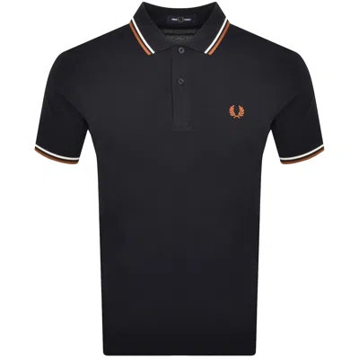 Fred Perry Twin Tipped Polo T Shirt Navy In Black