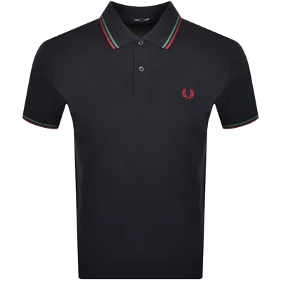 Fred Perry Twin Tipped Polo T Shirt Navy In Blue