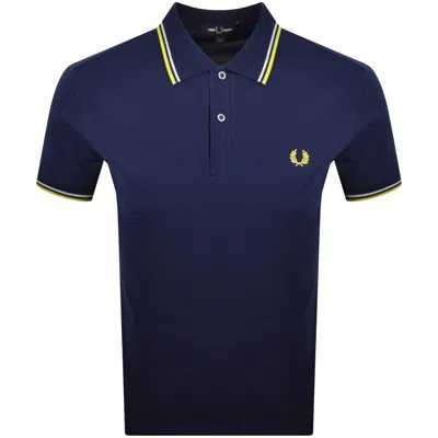 Fred Perry Twin Tipped Polo T Shirt Navy In Blue
