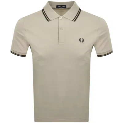 Fred Perry Twin Tipped Polo T Shirt Oatmeal Beige In Brown