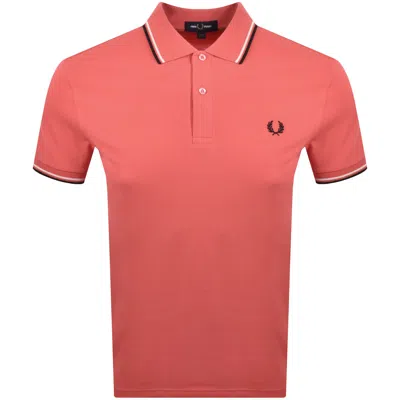 Fred Perry Twin Tipped Polo T Shirt Red In Brown