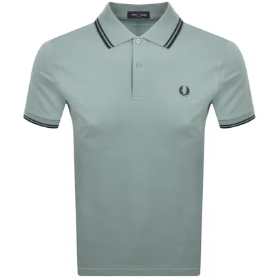 Fred Perry Twin Tipped Polo T Shirt Silver Blue