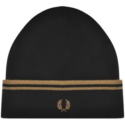 Fred Perry Twin Tipped Ribbed Beanie Hat Black