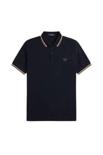 Fred Perry Twin Tipped Short-sleeved Polo Shirt In Navy/snowh/shsto