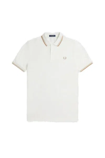 Fred Perry Twin Tipped Short-sleeved Polo Shirt In Snowh/oat/wstone