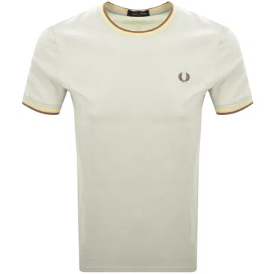 Fred Perry Twin Tipped Short Sleeved T Shirt Beige