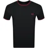 Fred Perry Twin Tipped Short Sleeved T Shirt Black In Black