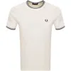 Fred Perry Twin Tipped Short Sleeved T Shirt Ecru In Cream