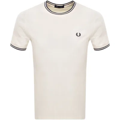 Fred Perry Twin Tipped Short Sleeved T Shirt Ecru In Cream