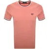 Fred Perry Twin Tipped Short Sleeved T Shirt Pink