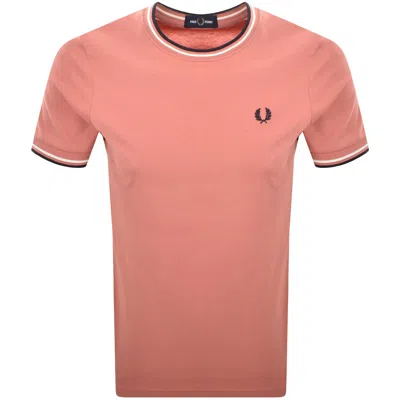 Fred Perry Twin Tipped Short Sleeved T Shirt Pink