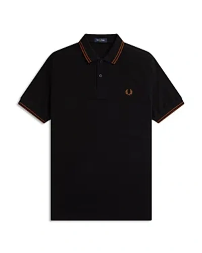 Fred Perry Twin Tipped Slim Fit Polo In Black
