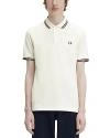 Fred Perry Twin Tipped Slim Fit Polo In Ecru/navy
