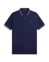 Fred Perry Twin Tipped Slim Fit Polo In Fnavy/ecru