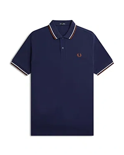 Fred Perry Twin Tipped Slim Fit Polo In Fnavy/ecru