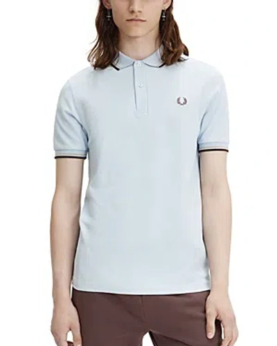 Fred Perry Twin Tipped Slim Fit Polo In Light Smoke/warm Grey
