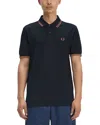 Fred Perry Twin Tipped Slim Fit Polo In Navy/cinnamon