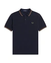 Fred Perry Twin Tipped Slim Fit Polo In Navy/ntflk/