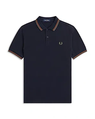 Fred Perry Twin Tipped Slim Fit Polo In Navy/ntflk/