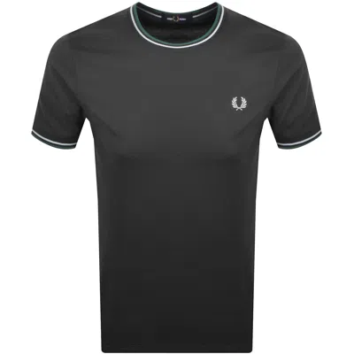 Fred Perry Twin Tipped T Shirt Anchor Grey In Animal Print