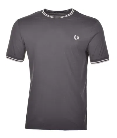 Fred Perry Twin Tipped T Shirt Anchor Grey In Navy