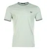Fred Perry Twin Tipped T Shirt Bayleaf Dark Airforce In Green