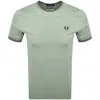 Fred Perry Twin Tipped Short Sleeved T Shirt Green In Animal Print