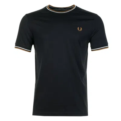 Fred Perry Twin Tipped T Shirt Black / Ecru / Dark Caramel