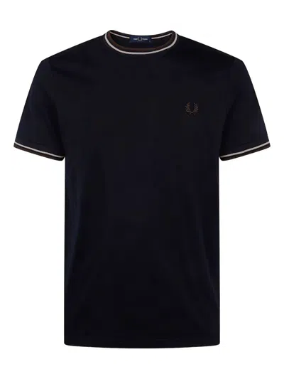 Fred Perry Twin Tipped Logo Cotton T-shirt In Blue