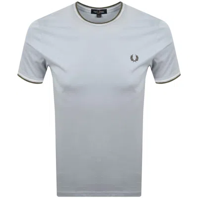 Fred Perry Twin Tipped T Shirt Blue In Gray
