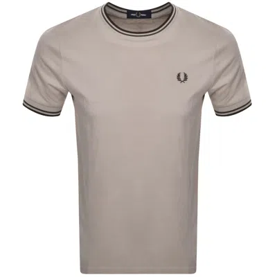 Fred Perry Twin Tipped T Shirt Brown