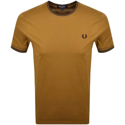 Fred Perry Twin Tipped T Shirt Brown