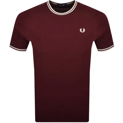 Fred Perry Twin Tipped T Shirt Burgundy