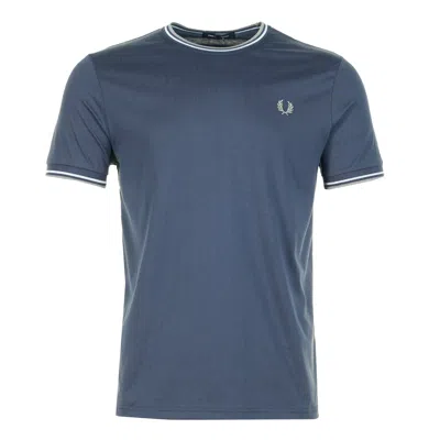 Fred Perry Twin Tipped T Shirt Dark Airforce Bayleaf In Blue