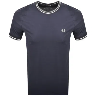 Fred Perry Twin Tipped T Shirt Dark Airforce In Blue