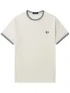 Fred Perry Twin Tipped T-shirt In Ecru Tennis Blue