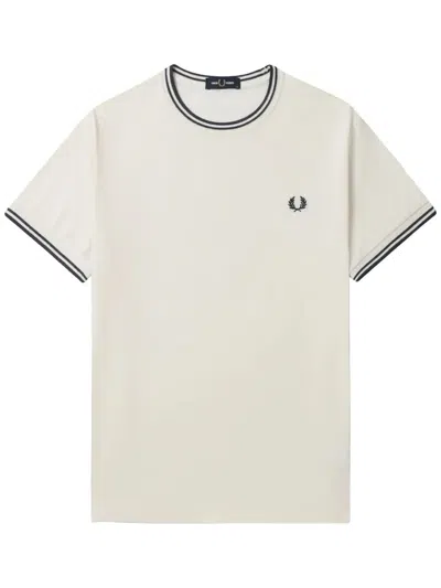 Fred Perry Twin Tipped T-shirt In Ecru Tennis Blue