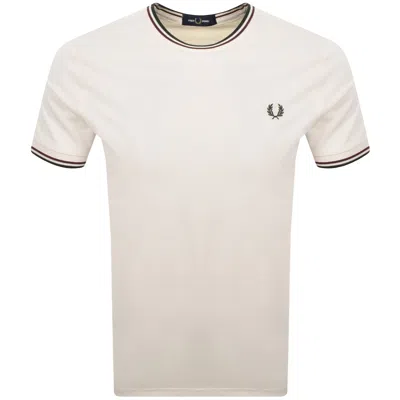 Fred Perry Twin Tipped T Shirt Ecru In White