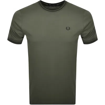 Fred Perry Twin Tipped T Shirt Green