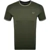 Fred Perry Twin Tipped T Shirt Green In Green