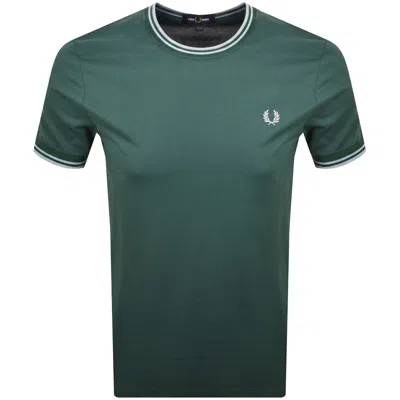 Fred Perry Twin Tipped T Shirt Green In Brown