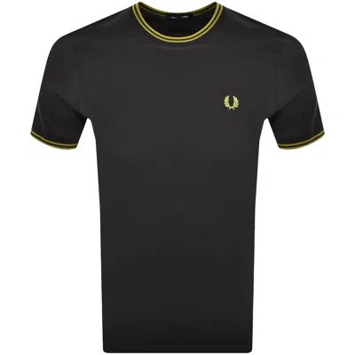 Fred Perry Twin Tipped T Shirt Grey In Black