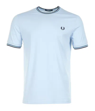 Fred Perry Twin Tipped T Shirt Light Smoke Petrol Blue