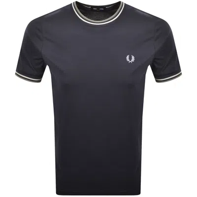 Fred Perry Twin Tipped T Shirt Navy In Black
