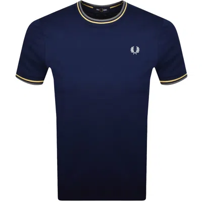 Fred Perry Twin Tipped T Shirt Navy In Blue