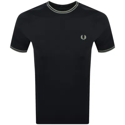 Fred Perry Twin Tipped T Shirt Navy In Black