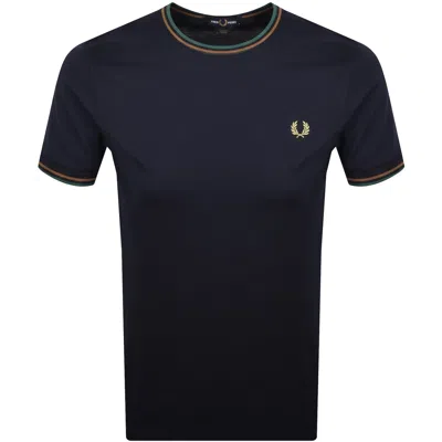 Fred Perry Twin Tipped T Shirt Navy In Blue