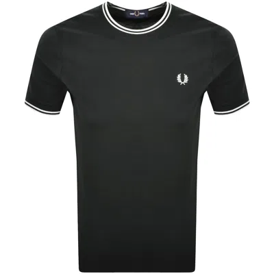 Fred Perry Twin Tipped T Shirt Night Green In Black