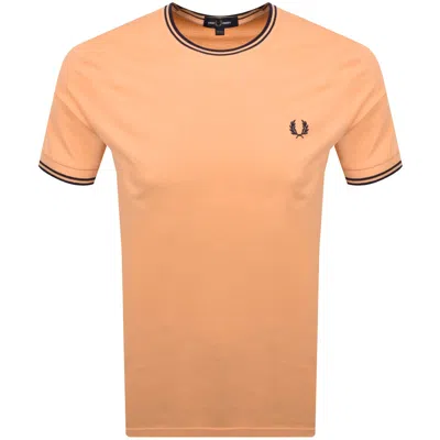 Fred Perry Twin Tipped T Shirt Orange In Multi