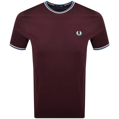 Fred Perry Twin Tipped T Shirt Oxblood In Brown